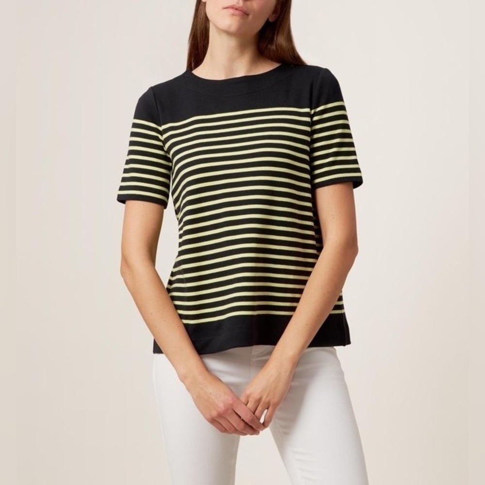 HOBBS Women’s Phoebe Pleat Back Cotton Jersey Short Sleeve Top Size L